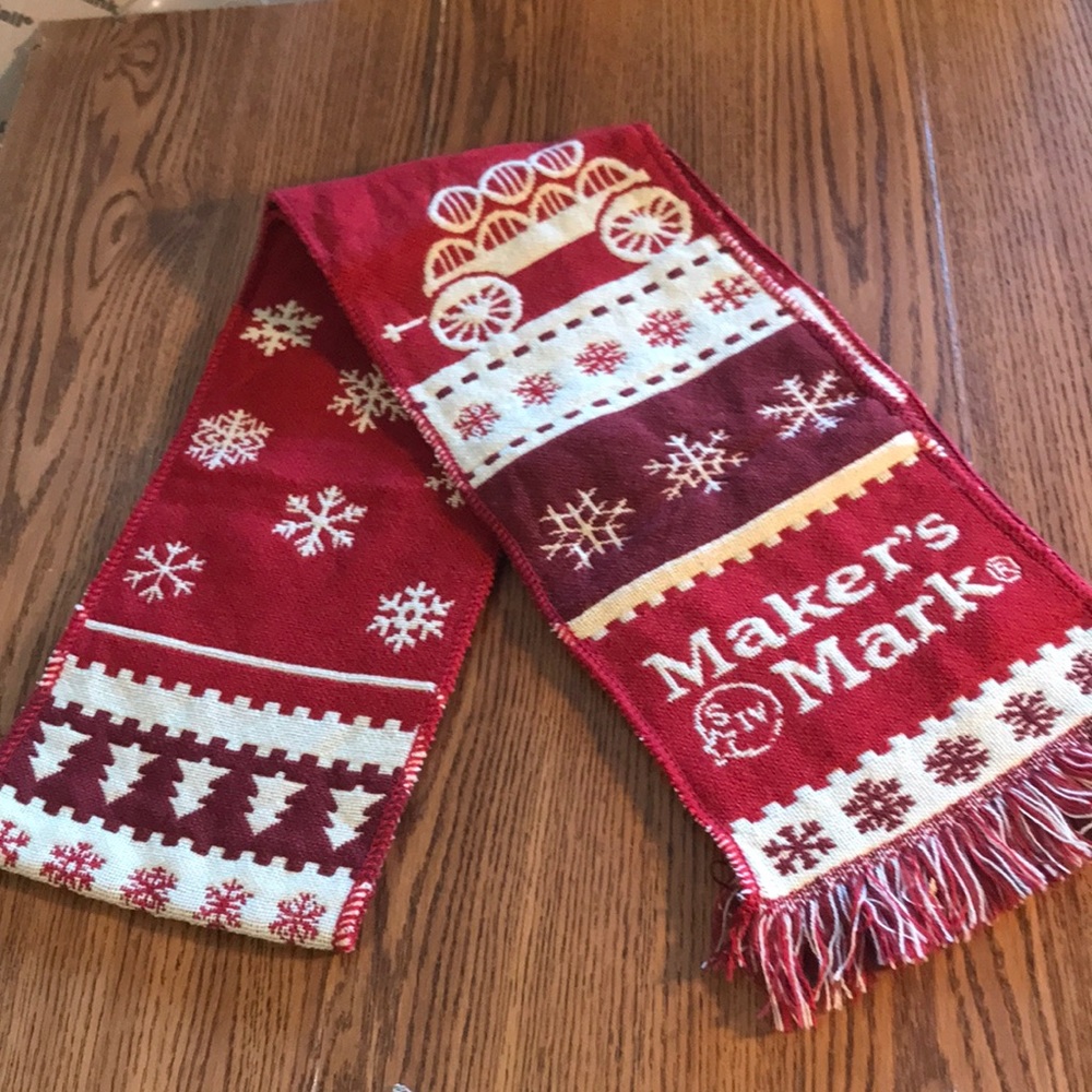 Makers Mark Winter Scarf  Red/Cream 7 x64 “